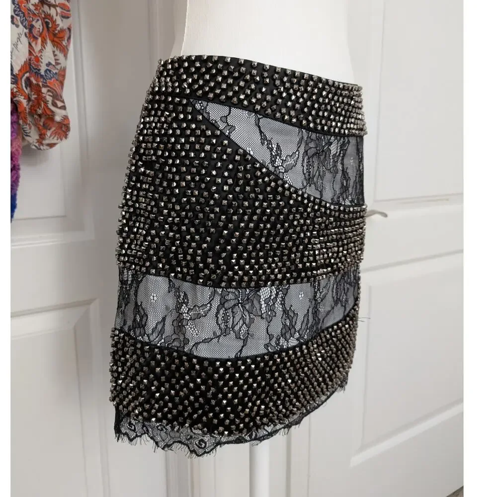 NWT Black-Collection vintage y2k beaded lace mini skirt - Picture 3 of 8